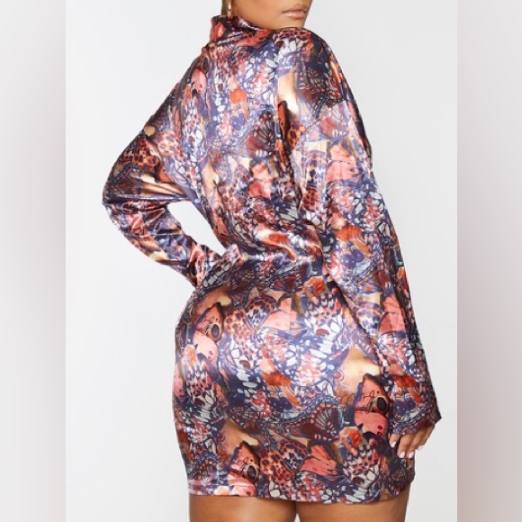 PLT BUTTERFLY PRINT SATIN DRESS - Picture 3 of 7